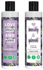 Love Beauty & Planet Natural Argan Oil and Lavender Anti Frizz, Smoothening Shampoo & Conditioner,No Parabens, No Dyes, 200ml