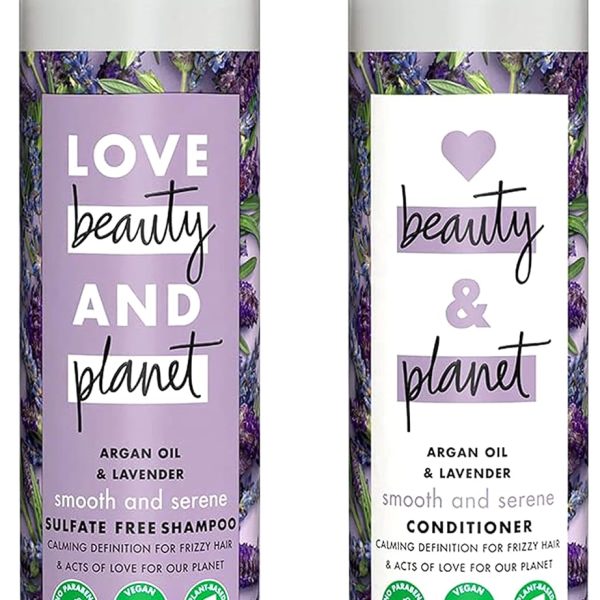 Love Beauty & Planet Natural Argan Oil and Lavender Anti Frizz, Smoothening Shampoo & Conditioner,No Parabens, No Dyes, 200ml