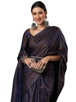 AKHILAM Women's Woven Design Zari Work Banarasi Silk Saree With Unstitched Blouse Piece