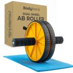 Bodyband Abs Roller for Men & Women Stomach Abs Roller Wheel for Home Workout, Gym Ab Roller for Men Abs Workout Equipment for Abdominal Ab Roller Home Exercise Equipment With Knee Mat -Yellow Black