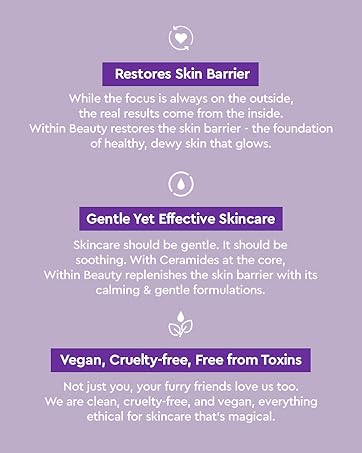 within beauty, skin barrier, ceramides, moisturiser, skin care, vegan, glowing dewy skin,