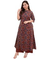 ANNI DESIGNER Women's Cotton Blend Straight Printed Kurta with Palazzo