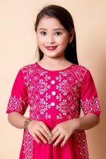 Badshah New DRESSES Cotton Blend Casual Printed Short Sleeves Long Kurta and Pallazzo Set for Girls Kids