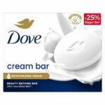 Dove Cream Bathing Beauty Bar with 1/4 Moisturising Cream For Soft, Smooth, Glowing Skin, 125 g (Pack of 8), White