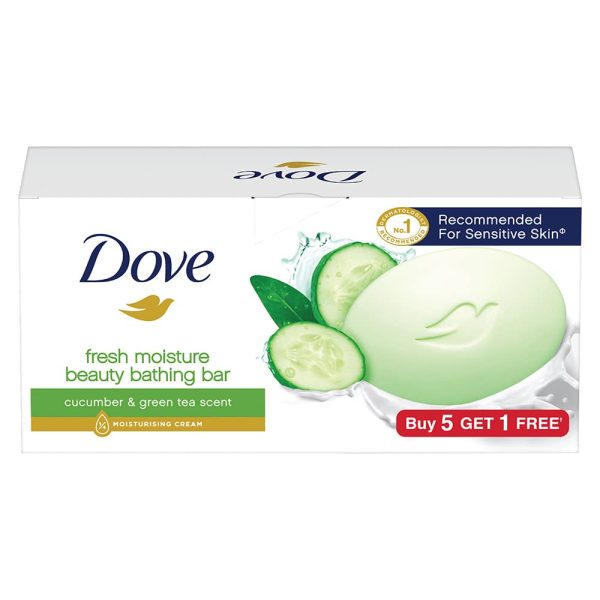 Dove Fresh Moisture Beauty Bathing Bar Makes Skin Soft & Refreshed, 450g (Pack Of 6)