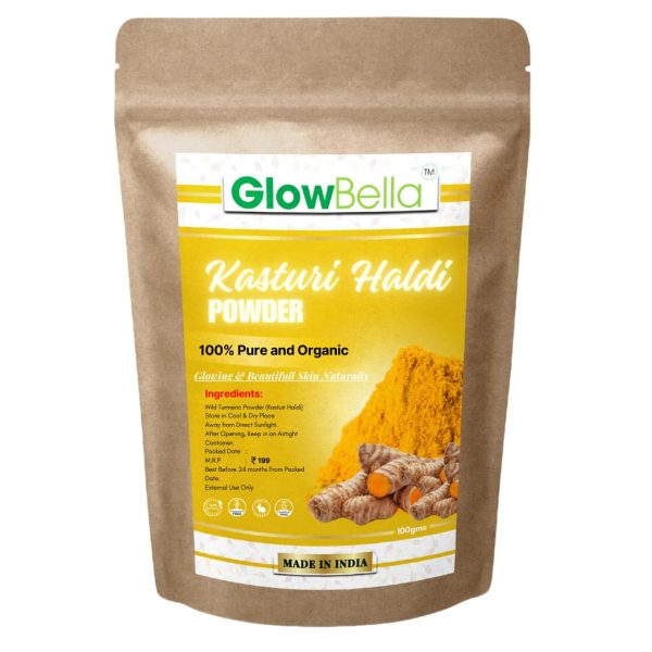 Glow Bella Kasturi Haldi Powder For Face Beauty |Kasturi Manjal Wild Turmeric Powder | Face Pack For Glowing Skin |Tan Removal |100G