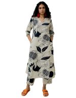 GoSriKi Women's Rayon Blend Straight Printed Kurta with Pant