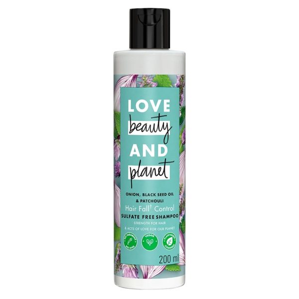 Love Beauty & Planet Onion oil|| Blackseed oil & Patchouli Sulfate Free Hairfall control Shampoo|| No Parabens|| No Dyes|| Patchouli Essential Oil|| 200 ml