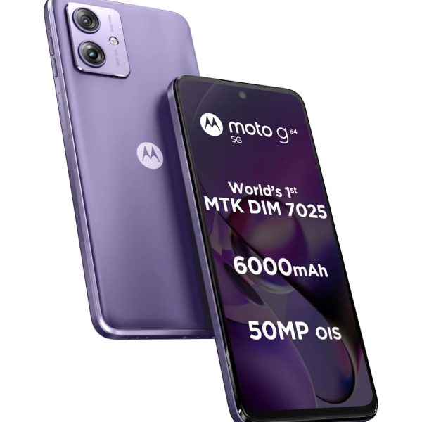 Motorola G64 5G (Ice Lilac, 12GB RAM, 256GB Storage) | Expandable Upto 2TB | Upto 24GB RAM with RAM Boost | 50MP (OIS) + 8MP | 16MP Front Camera | MediaTek Dimensity 7025 Processor | 6000 mAh Battery