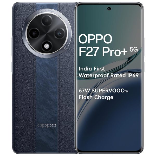 OPPO F27 Pro+ 5G (Midnight Navy, 8GB RAM, 128GB Storage) | 6.7" FHD+ AMOLED Toughest 3D Curved Display|64MP AI Featured Camera|IP69 | 67W SUPERVOOC| with No Cost EMI/Additional Exchange Offers