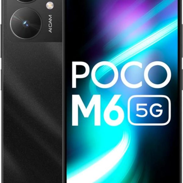 POCO M6 5G (Galactic Black, 4GB RAM, 128GB Storage) | MediaTek Dimensity 6100+ 5G Processor | 5000 mAh Battery + 18W Fast Charging | 50 MP AI Dual-Camera System & Side Fingerprint Sensor