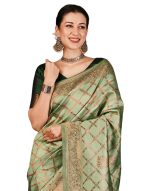 SIRIL Women's Banarasi Jacquard Soft Kanjeevaram Saree With Unstitched Blouse Piece