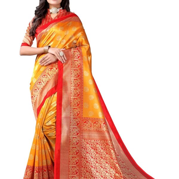 SIRIL Women's Printed Silk Saree with Blouse