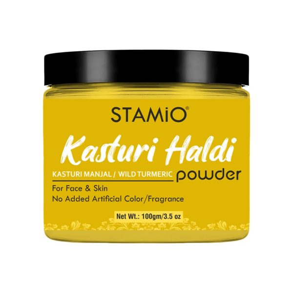 STAMIO Kasturi Haldi Powder 100 gm for Face, Beauty, Skin Care, Mask, DIY | Pure and Natural, Chemical Free | Jangli/Wild Turmeric | Kasturi Manjal | Curcuma Aromatica | Men & Women | In Jar 3.53 oz