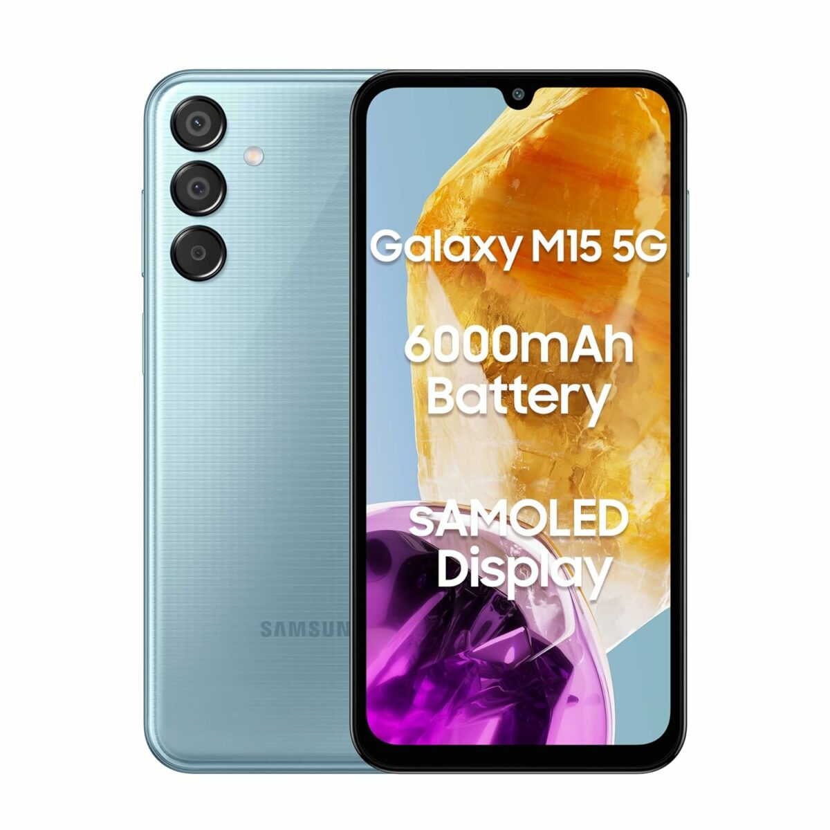 Samsung Galaxy M15 5G (Celestial Blue,6GB RAM,128GB Storage)| 50MP Triple Cam| 6000mAh Battery|MediaTek Dimensity 6100+| 4 Gen. OS Upgrade & 5 Year Security Update|Super AMOLED Display|Without Charger