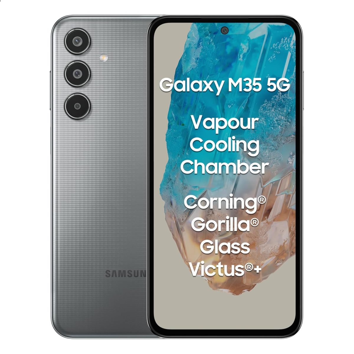 Samsung Galaxy M35 5G (Thunder Grey,8GB RAM,256GB Storage)| Corning Gorilla Glass Victus+| AnTuTu Score 595K+ | Vapour Cooling Chamber | 6000mAh Battery | 120Hz Super AMOLED Display| without Charger