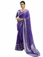 Satrani Women's Georgette Banarasi Jacquard Saree with Unstitched Blouse Piece