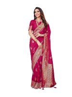 Satrani Women's Silk Blend Jacquard Work Saree with Unstitched Blouse Piece