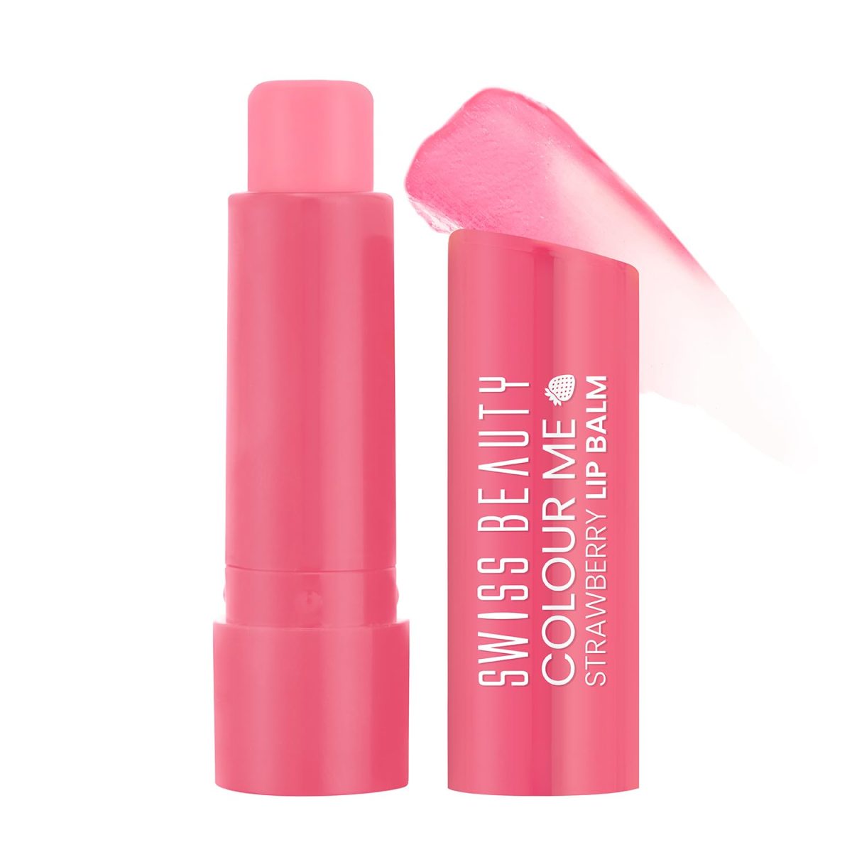 Swiss Beauty Colour Me Tinted Lip Balm with 12 Hours of Hydration | For Dry & Chapped Lips | With SPF 15 , Shea Butter and Vitamin E | Long Lasting Glossy Finish Lip Balm | Shade - Strawberry Slush, 4.5g