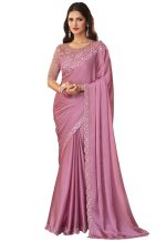 TRENDMALLS Women's Silk Embroidery Saree with Net Sequine work Blouse Piece