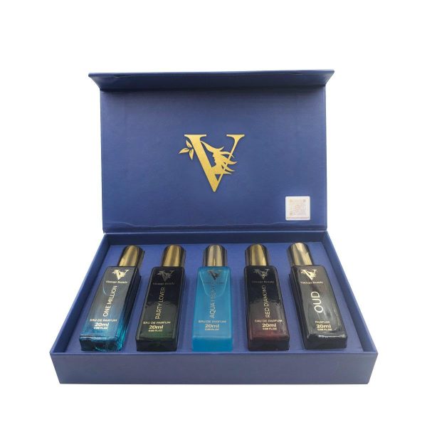 Vintage Beauty Luxury Premium Gift Set 5 X 20 Ml For Men & Women Long-Lasting- Valentines Gift Birthday Gift Long Lasting Aquatic Edp Liquid Fragrance Scent