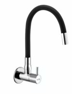 10X Sink Tap for Kitchen BL-9876 Flexible Neck Black Color Wall Mount, Chrome Finish (Single Flow)