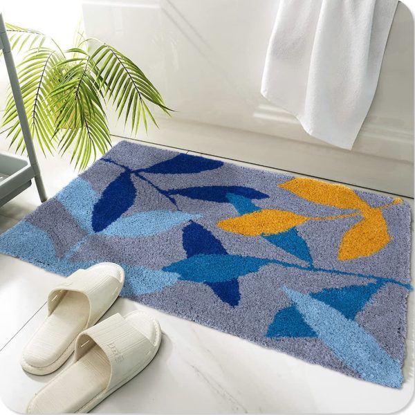 AAZEEM Bath Mat for Bathroom Entrance Soft Door Mat/Home Hotel Balcony Floor Carpet | Doormat for Home |Anti Skid mat for Bathroom| Floor Mats for Home Cotton Abstract Doormat 40 x 60 cm(Light Blue)