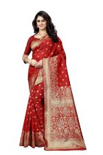 C J Enterprise Women's Pure Kanjivaram Soft Silk Saree Banarasi Type With Blouse Piece (paithani Pari100)