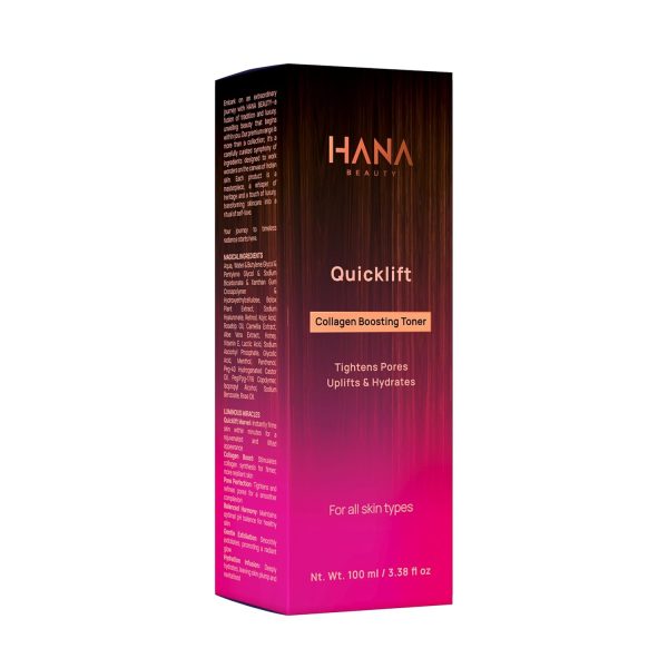 Hana Beauty Collagen Boosting Toner with Quicklift | Instant Skin Tightening | Skin Firming | Anti-Ageing|Pore Perfection | Balance Skin pH | Oily, Dry, Sensitive & Combination Skin | For Men & Women | 100ml