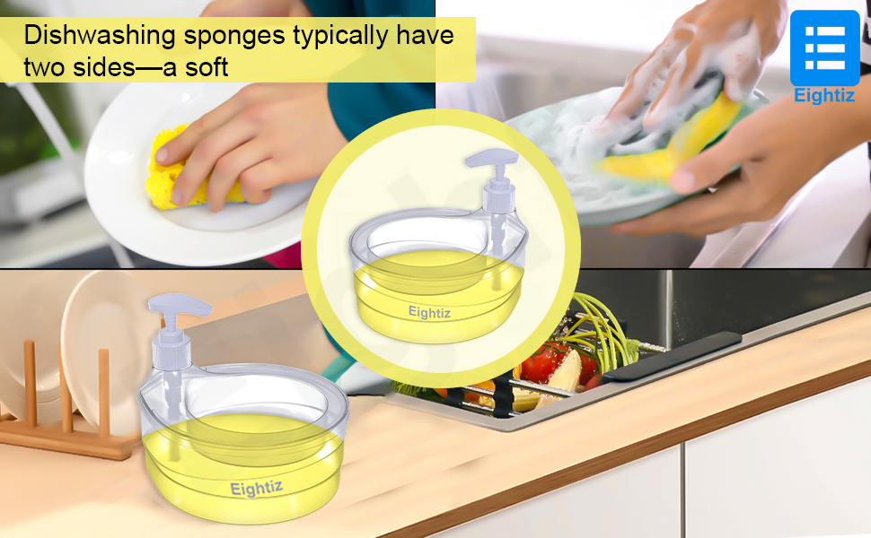 Pump dispenser with integrated sponge holder Soap and sponge caddy combo Kitchensinksponge dispenser