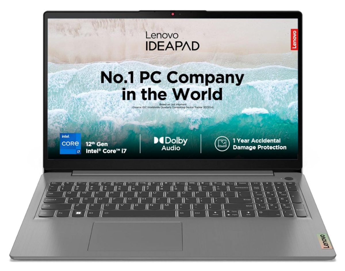 Lenovo IdeaPad Slim 3 Intel Core i7 12th Gen 15.6inch (39.62cm) FHD Thin & Light Laptop (8GB/512GB SSD/Windows 11/Office 2021/1Yr ADP Free/3months Game Pass/Grey/1.63Kg), 82RK011GIN