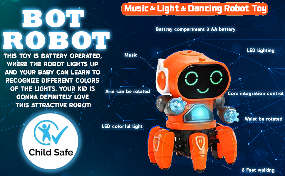 Galaxy Hi-Tech Pioneer Bot Robot Colorful Lights and Music  ,  SPN-MX9E8