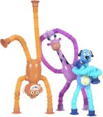 Amitasha 3 Pcs Telescopic Suction Cup Giraffe Toy Shape Changing Pop Fidget Tubes Sensory Toys for Girls Boys