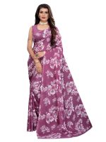 SIRIL Women's Floral Printed Georgette Saree with Unstitched Blouse Piece