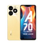 itel A70 | 12GB* RAM + 64GB ROM| 13MP Dual Rear Camera & 8MP Front Camera | 5000mAh Battery with Type-C Charging | Dynamic Bar | Side Fingerprint Sensor | Octa-Core Processor | Brilliant Gold