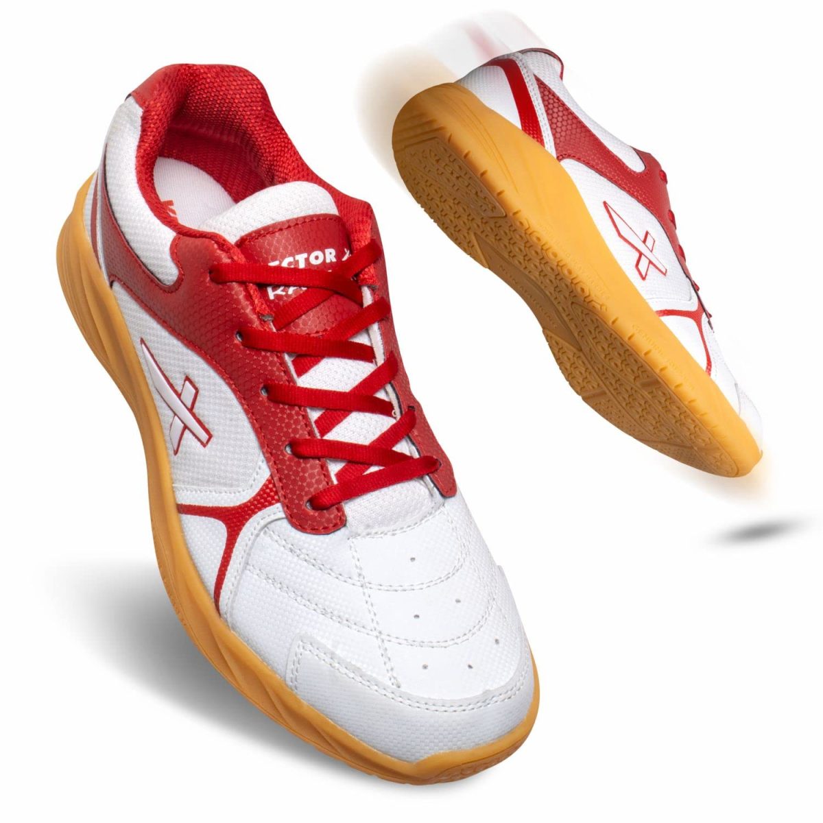 Vector X Ranger Badminton/Tennis Court Shoe for Men White-RED Size - 9