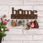 Webelkart Premium Home Keys Wooden Key Holder (29 cm x 13.5 cm x 0.4 cm, Wood) 7 Hook - Decorative Items for Home Decor (Brown)