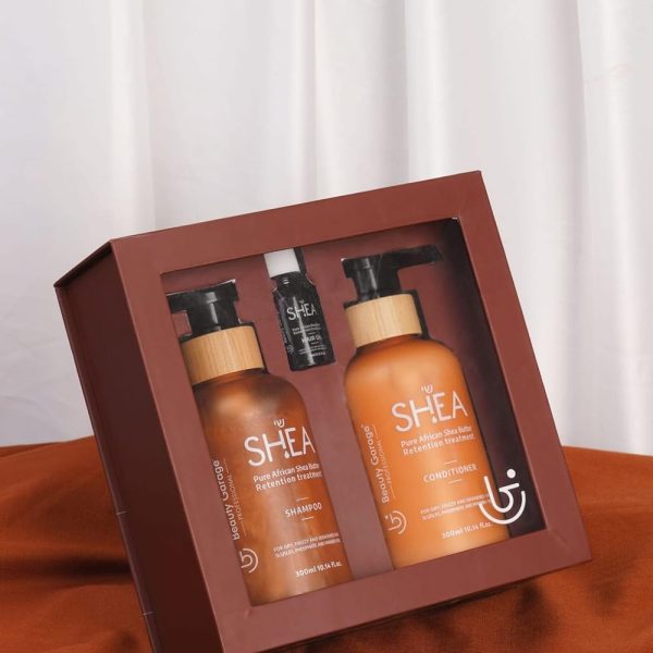 Beauty Garage Shea Hair Care Gift Set (Shampoo 300ml, Conditioner 300ml & Shea Oil 10ml)