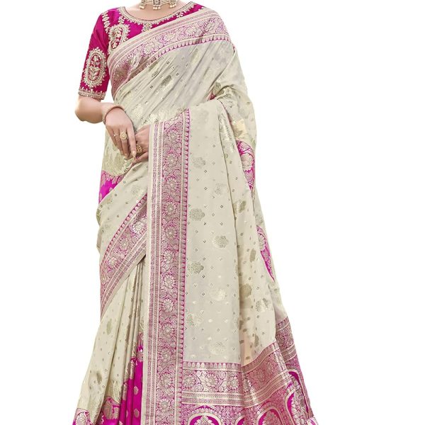 MANOHARI adorable woven pattern Banarasi Silk saree for women with Blouse Piece