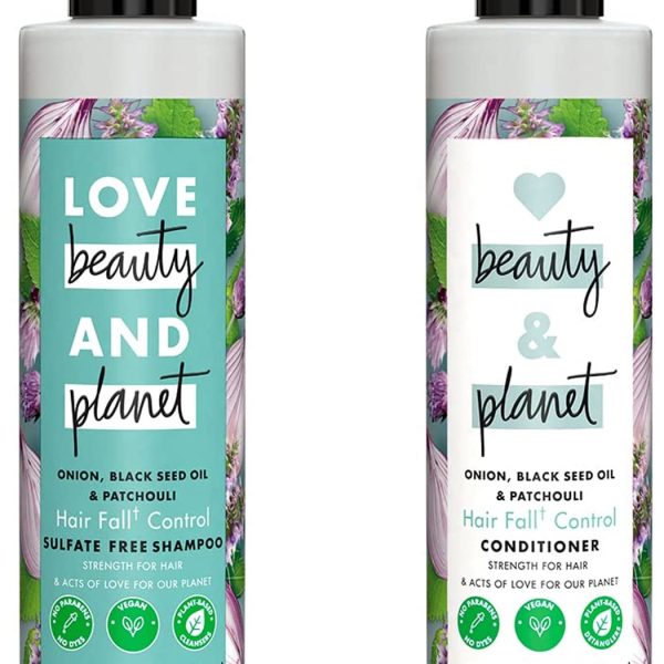 Love Beauty & Planet Onion oil, Blackseed oil & Patchouli Hairfall Control Shampoo & Conditioner, No Parabens, No dyes, Patchouli Essential Oil, 200 ml