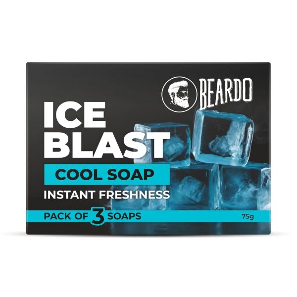 Beardo Ice Blast Soap For Men 75G X 3 | Cooling Mint effect | Instant Freshness With Every Shower| Soaps For Bath | Bathing Soaps | Reduces Skin Inflammation | Body Soaps For Bath | Mens Soap (Pack Of 3)