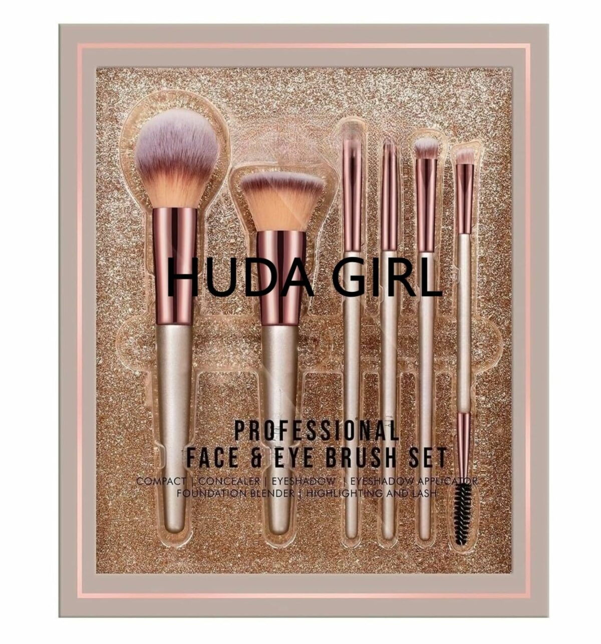 Huda Girl Premium Makeup Brush Set, Professional Beauty Makeup Brushes for Eye & Face (Pack of 6)