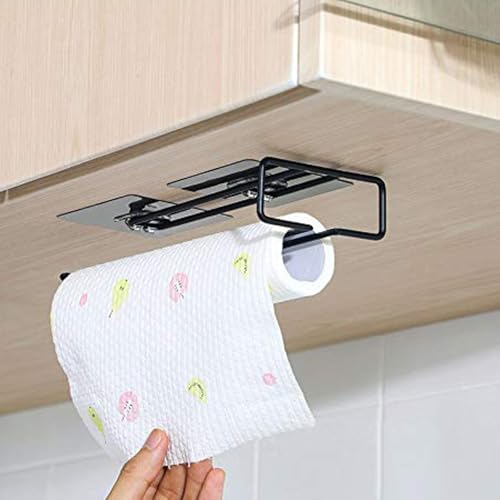 STOIQE Self Adhesive Wall Mounted 3 in 1 Multi Functional Kitchen Rack for Towel Holder, Tissue Paper Rack, Wine Glass Holder - No Drilling (1pcs, Tissue Rack)