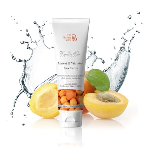 The Beauty Sailor Apricot and Vitamin C Face Scrub | For Bright And Glowing Skin | Naturally Exfoliating | Removes Blackheads & Dead Skin Cells | Suitable to All Skin Types for Men and Women | 100gm