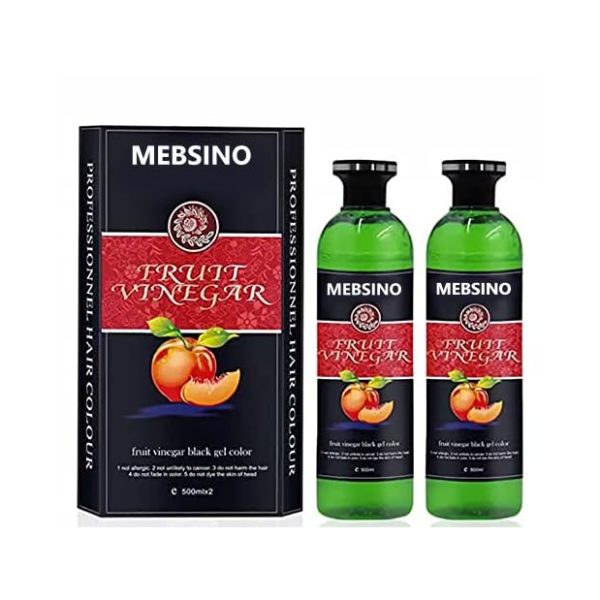 MEBSINO Fruit Vinegar Gel Hair Color Natural Hair Color Dye for Black Hair Dye(500ml x 2) (Black) Amonia free