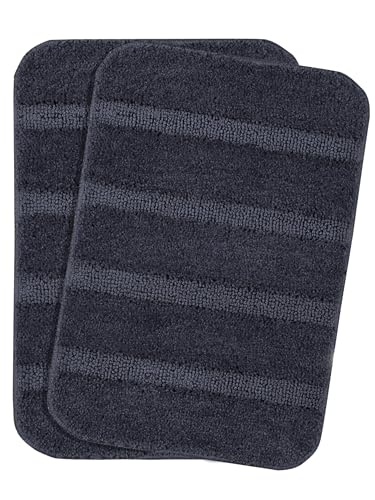 SARAL HOME EASY LIVING Soft Microfiber Anti Slip Bathmat Set of 2 (Grey, 35X50 Cm), Large Rectangle