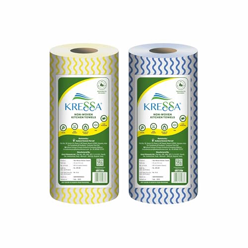 Kressa Non Woven Kitchen Towel Roll | Reusable And Washable (Pack of 2)