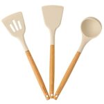 CAROTE Silicone Spatula Set for Kitchen, Spatula Silicone Set for Non Stick Pan, Kitchen Tools Set of 3 (32cm Turner+32cm Turner+32cm Spoon)