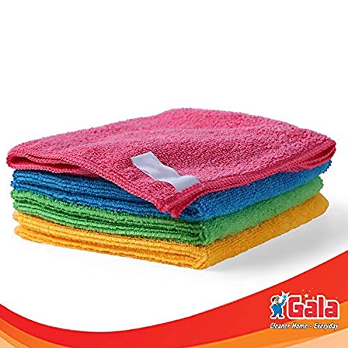 Gala Microfiber Cleaning Cloth/ Towels Set of 4 Kitchen Wipes, Microfiber Cloth for car, bike cleaning and home cleaning, Glass cleaning cloth, (Multicolor)