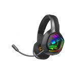 Cosmic Byte Immortal 2.4Ghz Wireless + Bluetooth + Wired Headphone, 20ms Latency, 40Hrs Battery Life, 50mm Driver, RGB LED, Fabric Cushions, Detachable ENC Microphone (Black)